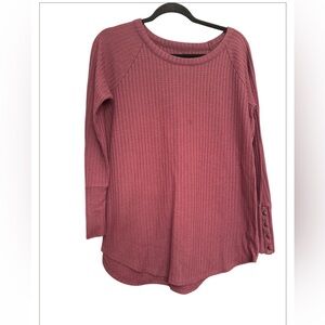Chaser Mauve Thermal Button Sleeve Top